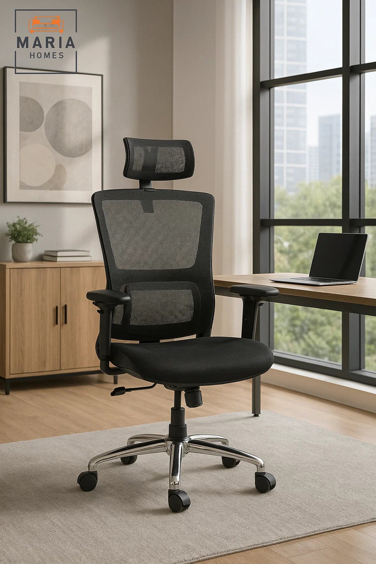 Premium Black Mesh Ergonomic Office Chair With Headrest And 4d Armrests Ð Adjustable Comfort