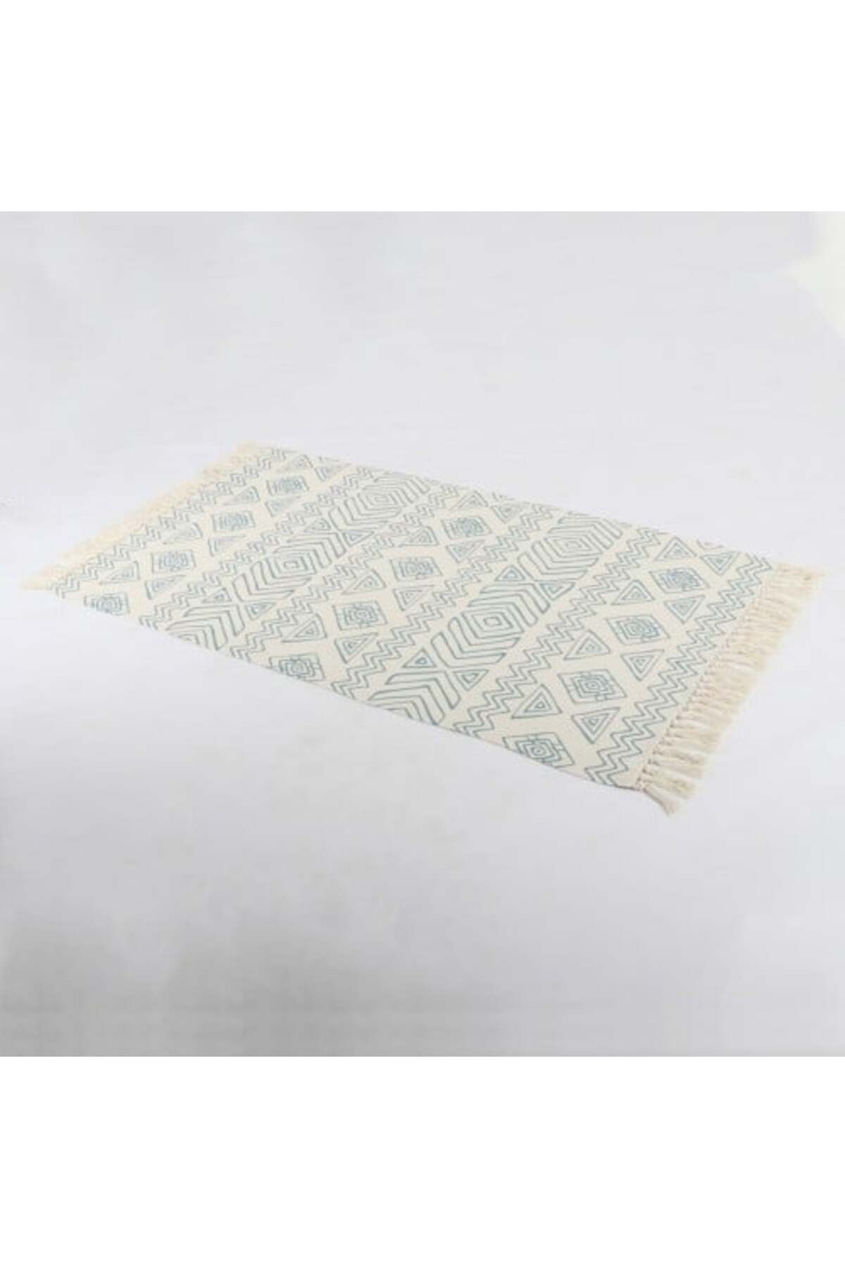 Bohemian Cotton Area Rug with Fringe Ð size 60x80 cm, Geometric Tribal Design