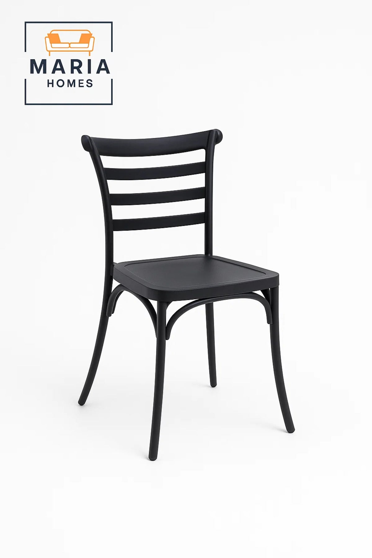 Black Stackable Plastic Dining Chair with Ladder Back