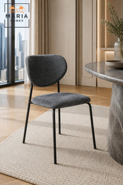 Modern Dining Chair Upholstered Fabric Kitchen Chair Metal Legs for Dining Room Dark Grey