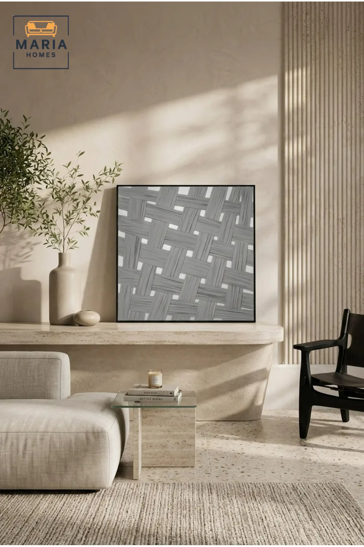 Woven Pattern Textured Wall Art √ê Modern Basket Weave Relief Decorative Panel