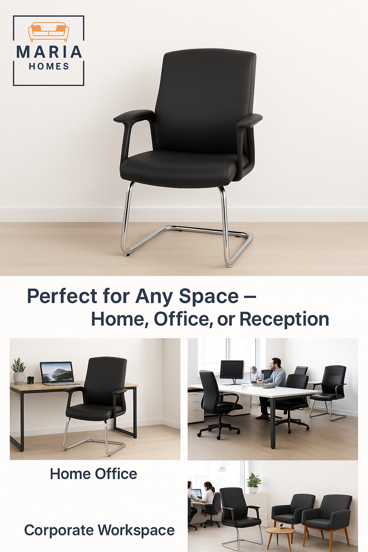 Black Visitor Chair Ð Sleek Design with Chrome Cantilever Base