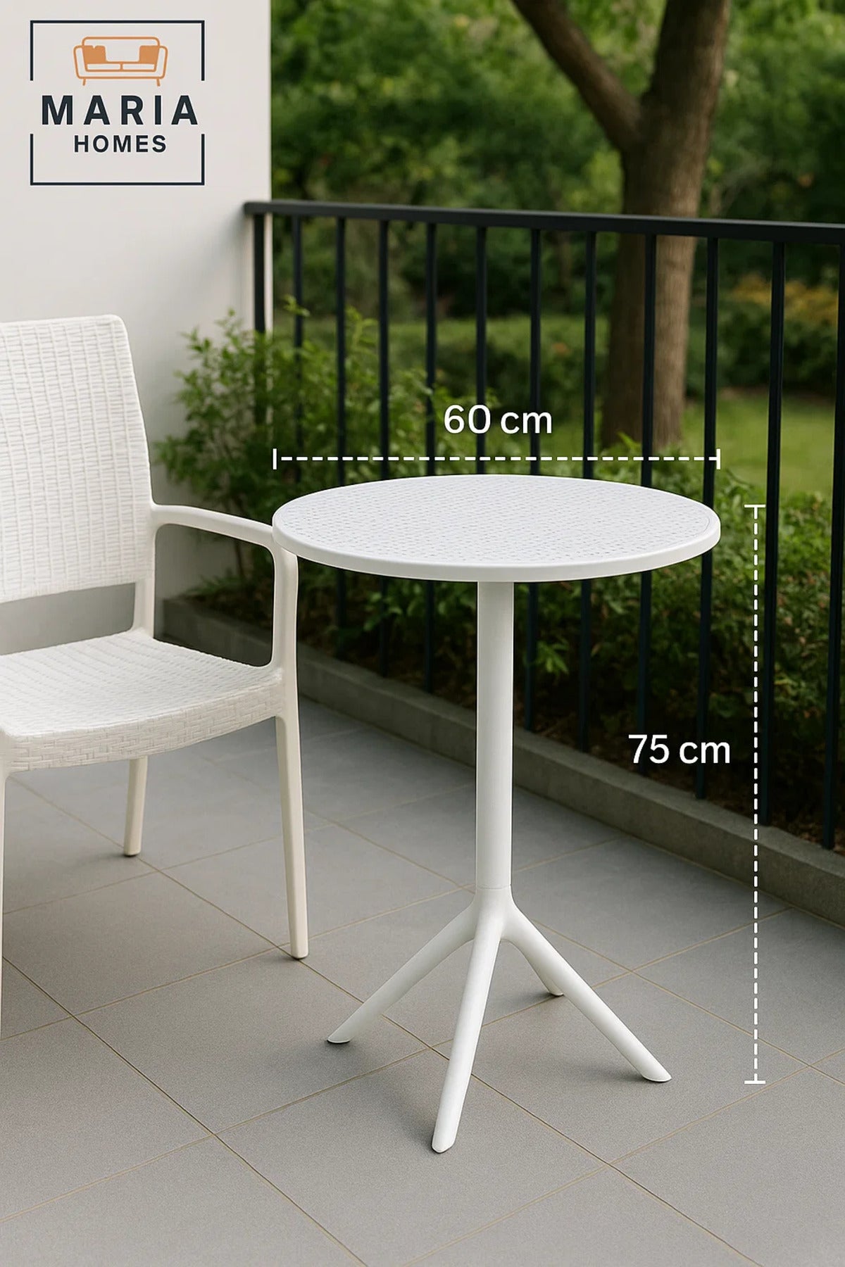 White Outdoor Bistro Table with Perforated Top Ð Plastic Pedestal Design