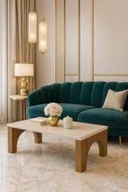 Modern Wooden Coffee Table with Brown Arched Legs Center Table for Living Room or Majlis130_70_45 cm