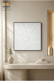 White Geometric Relief Wall Art √ê Modern Abstract Textured Decorative Panel