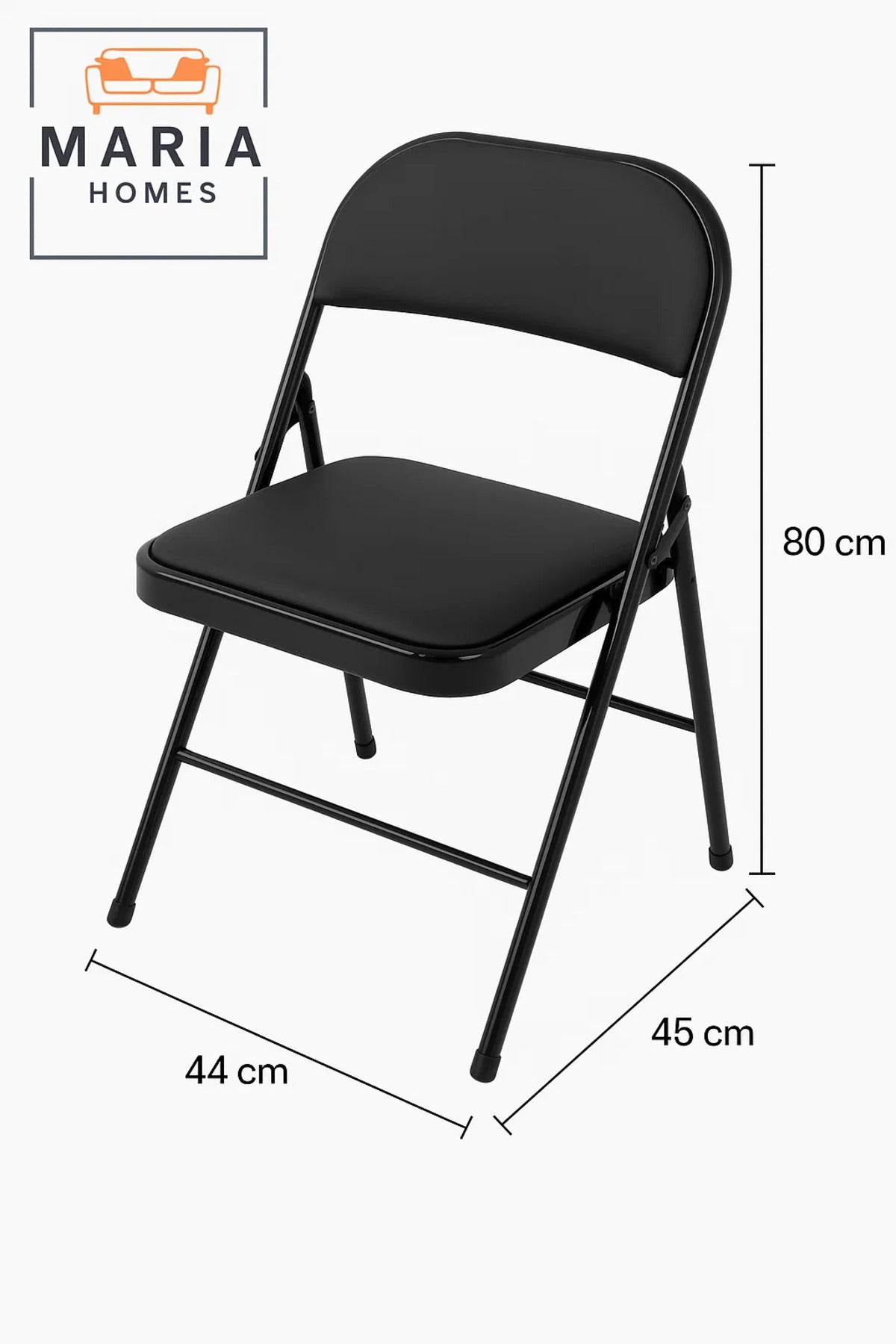 Black Folding Chair with Padded Seat Ð Comfortable & Durable Metal Frame Seating
