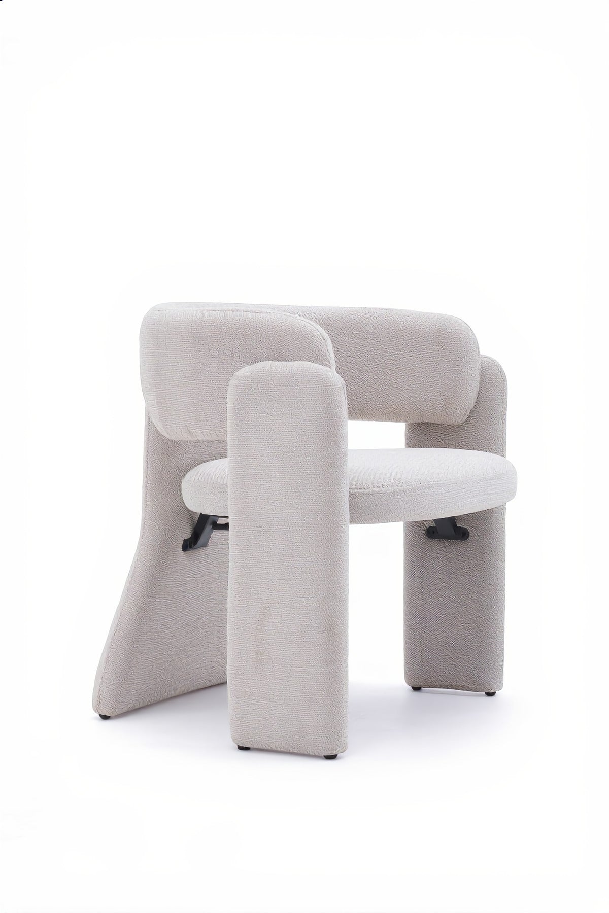 Modern Light Grey Upholstered Accent Chair with Rounded Back for Living Room Bedroom and Lounge