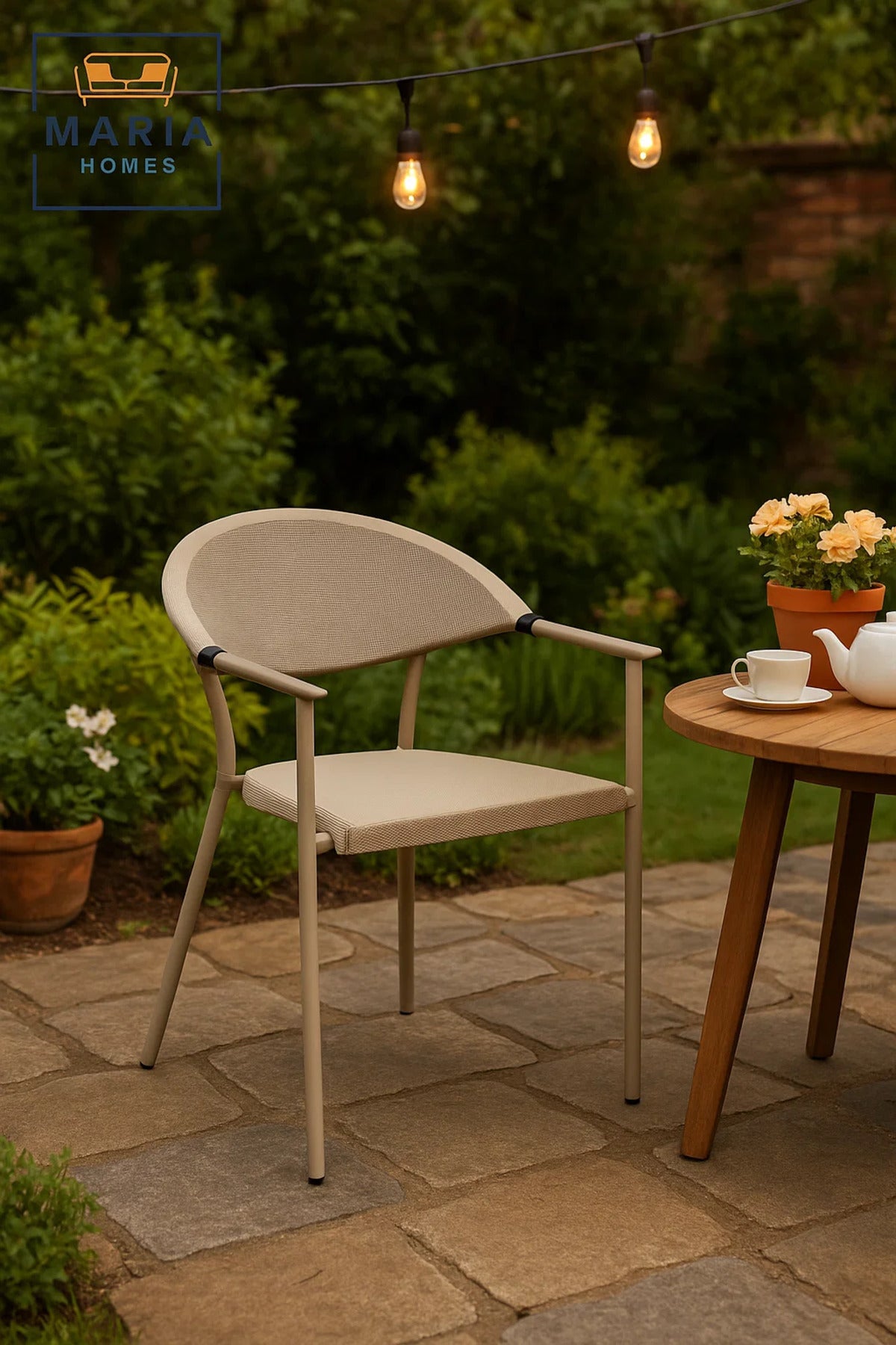 Modern Light Beige Armchair Comfortable Mesh Seat Elegant Metal Frame Dining and Office Chair