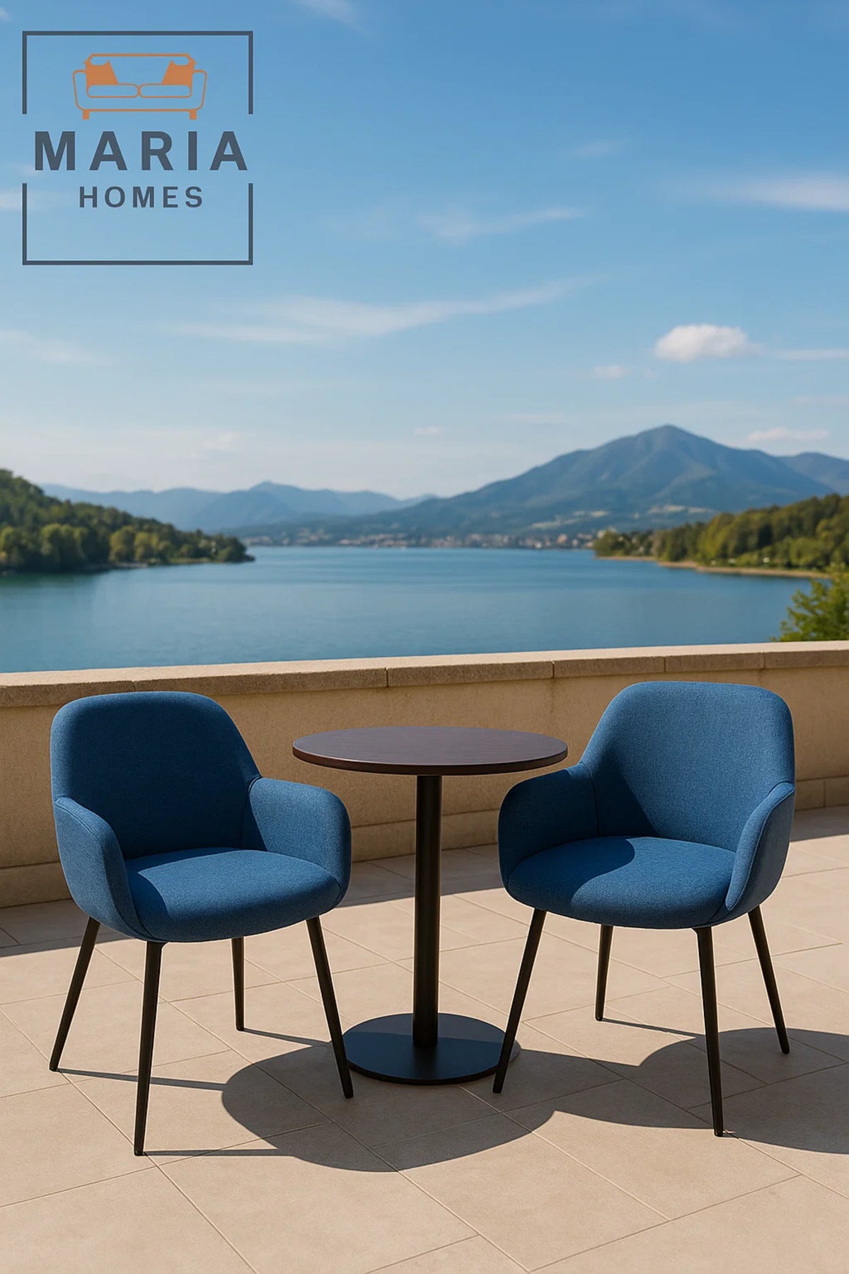 Elegant Blue Fabric Armchair with Metal Legs Ð Perfect for Dining, Office & Lounge