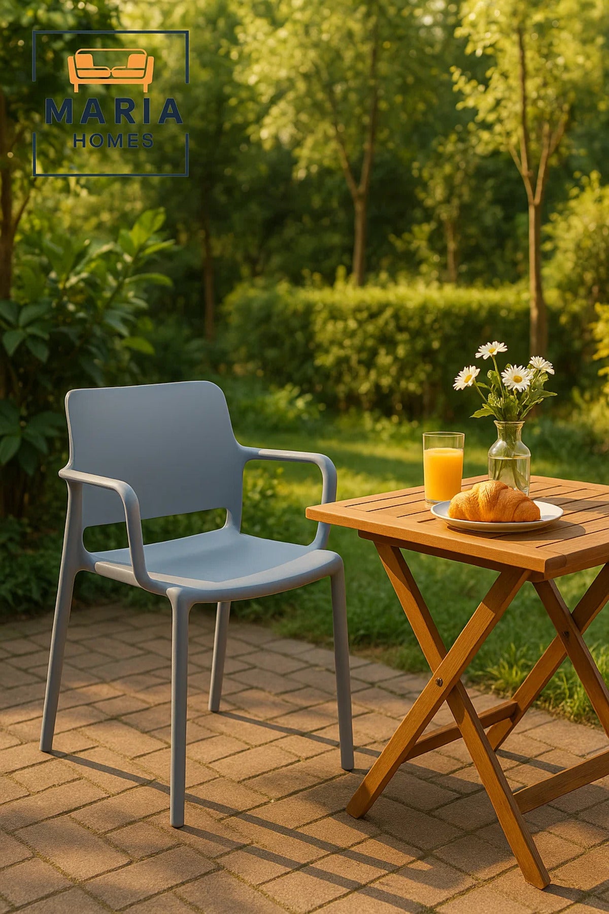 Grey Plastic Armchair Ð Modern Stackable Outdoor & Indoor Chair with Open Lower Back