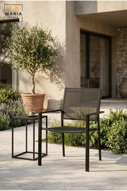 Modern Outdoor Dining Chair with Breathable Mesh Seat and Backrest, Stackable Armchair for Garden, Patio, Balcony, Terrace, Café and Restaurant