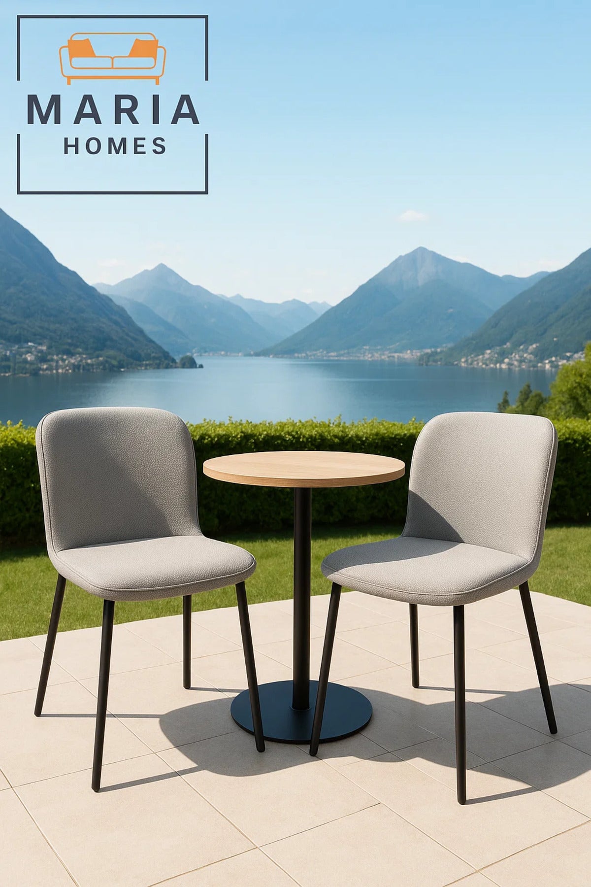 Light Grey Fabric Dining Chair Ð Upholstered Seat with Black Metal Legs for Modern Home or CafŽ