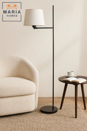 Tall Floor Lamp with Gold Stand and Linen Shade