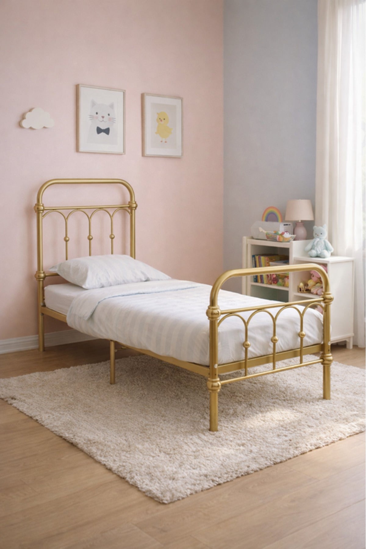 Gold Metal Kids Bed Frame elegant touch to your childÕs bedroom with this gold metal