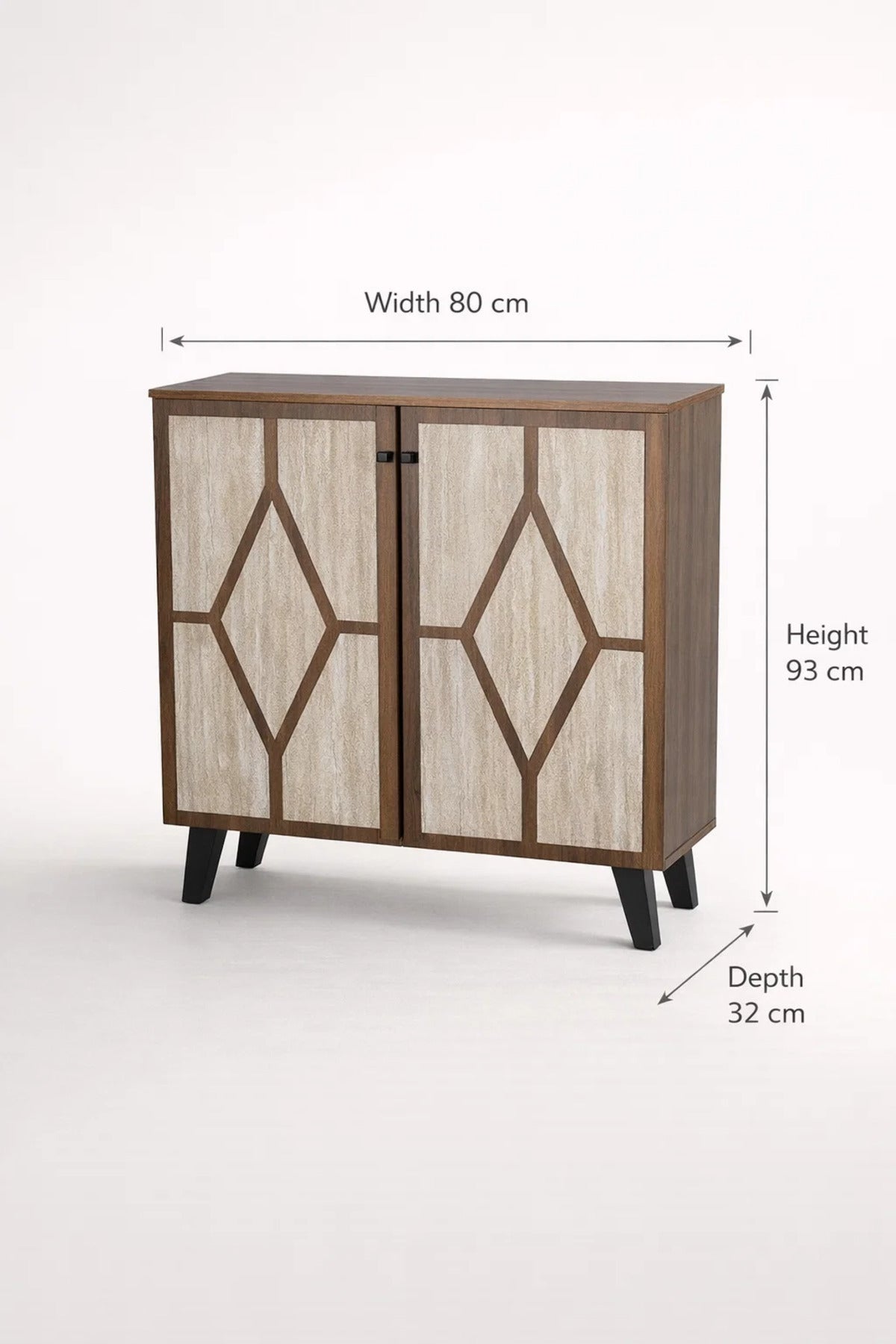 Brown and Beige Shoe Cabinet with Geometric Door Design 80 x 32 x 93 cm