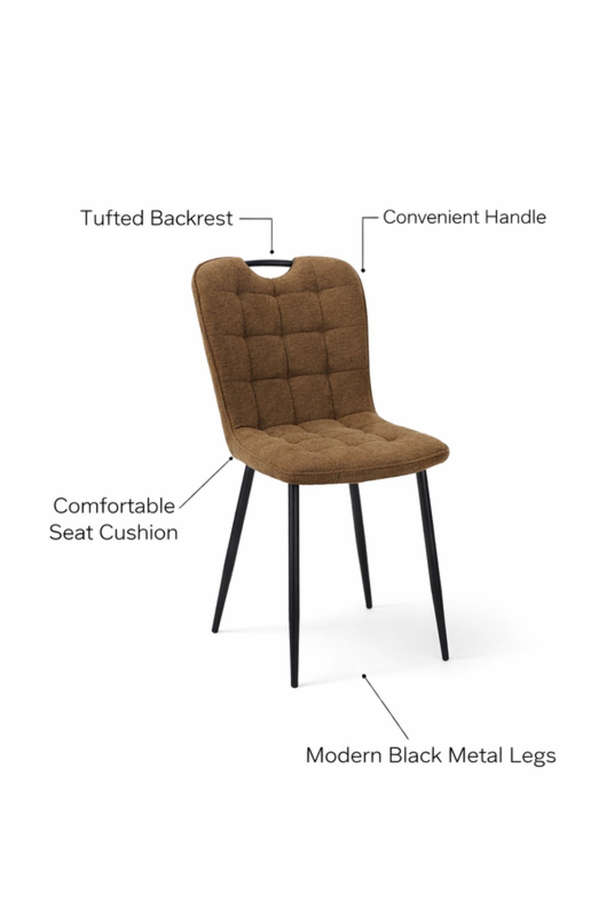Brown Fabric Dining Chair 84x43x49cm Modern brown fabric dining Kitchen