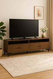 Modern Dark Brown TV Stand with 4 Cabinets and Open Shelves Ð 180x40x50 cm Wooden Entertainment Unit