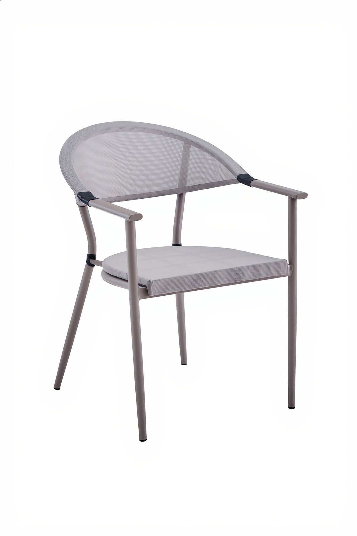 Modern Light Beige Armchair Comfortable Mesh Seat Elegant Metal Frame Dining and Office Chair