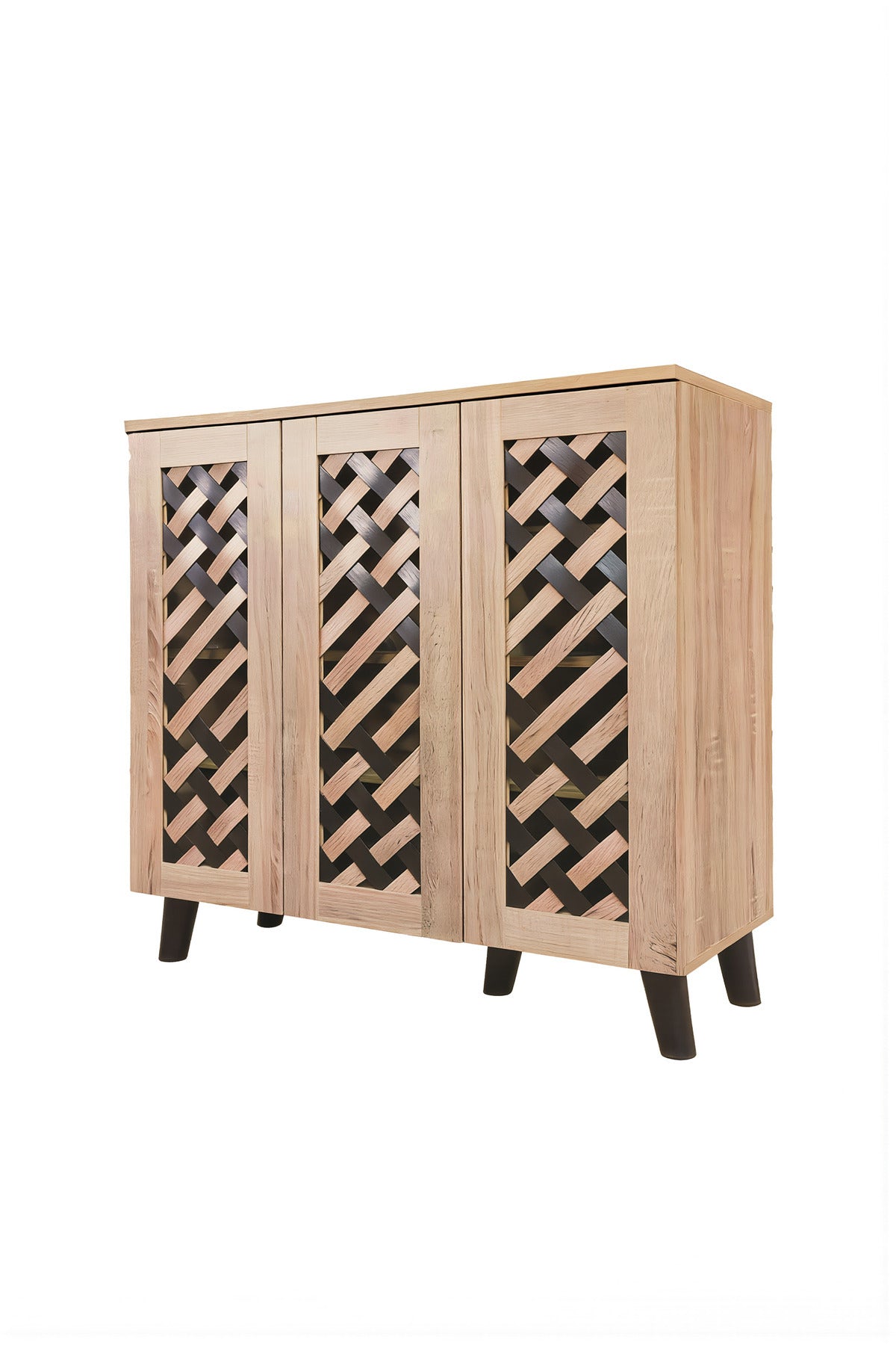 Wood and Brown Shoe Cabinet - SC003 (90*34*91 cm)