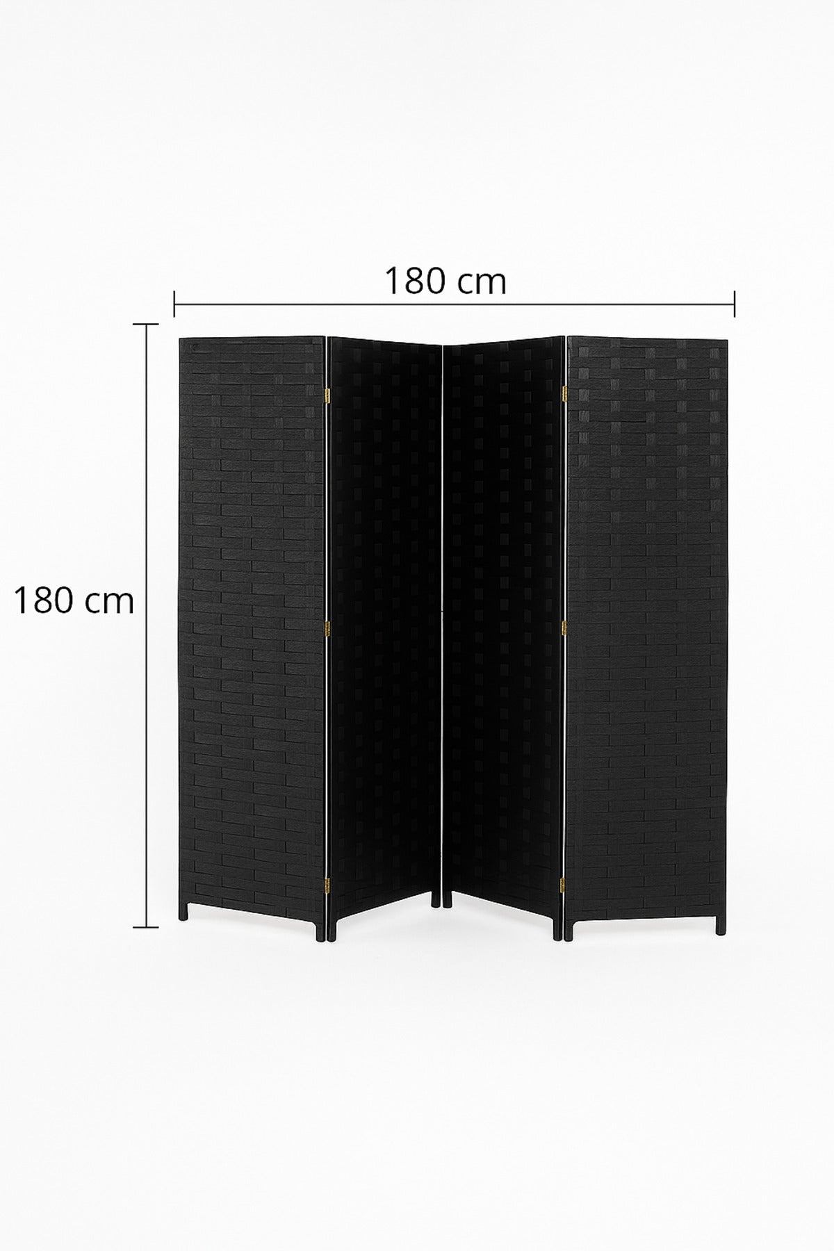 4-Panel Woven Room Divider Ð 180_180 cm Foldable Privacy Screen in Elegant Black