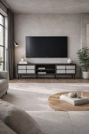 Brown & Grey TV Stand √ê 180x40x45 cm Modern Plasma Table with Cabinets & Shelves