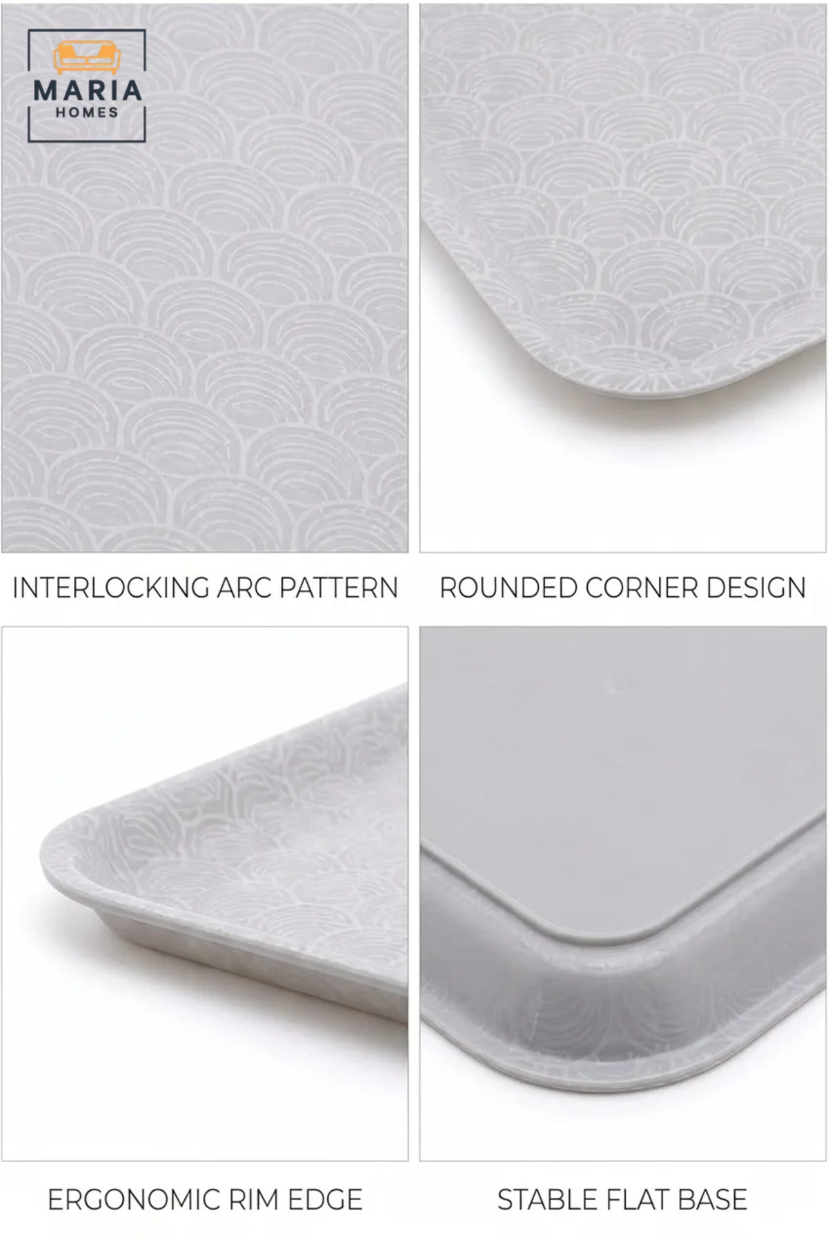 Rectangular Serving Tray with Wave Pattern, Raised Edges and Rounded Corners, Multipurpose Food Tray for Kitchen, Dining, Café and Restaurant