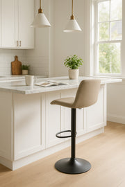 Khaki Adjustable Bar Stool with Backrest & Footrest Ð Modern Counter Chair