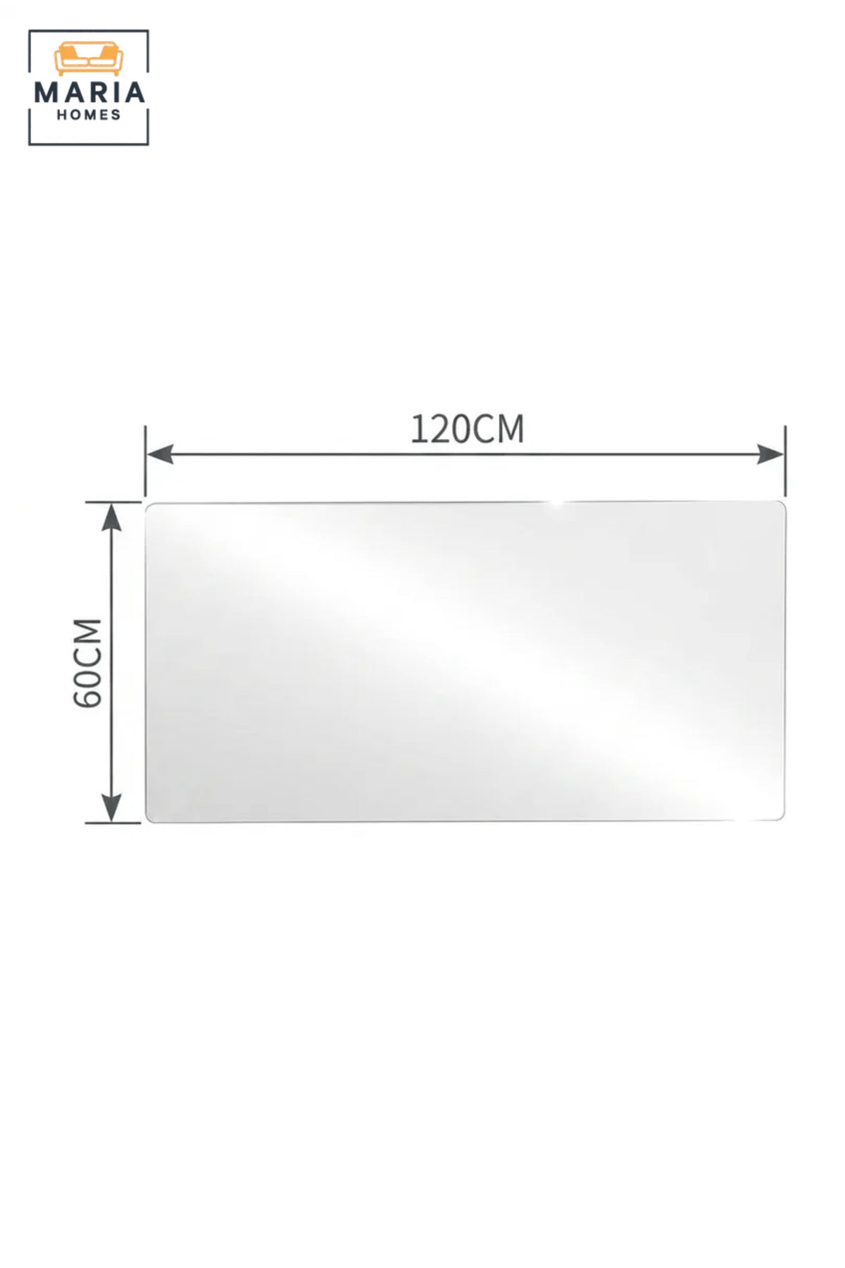 Frameless Rectangular Wall Mirror 120 × 60 cm with Soft Rounded Corners, Modern Decorative Mirror for Bathroom, Bedroom, Dressing Area, Hallway and Vanity