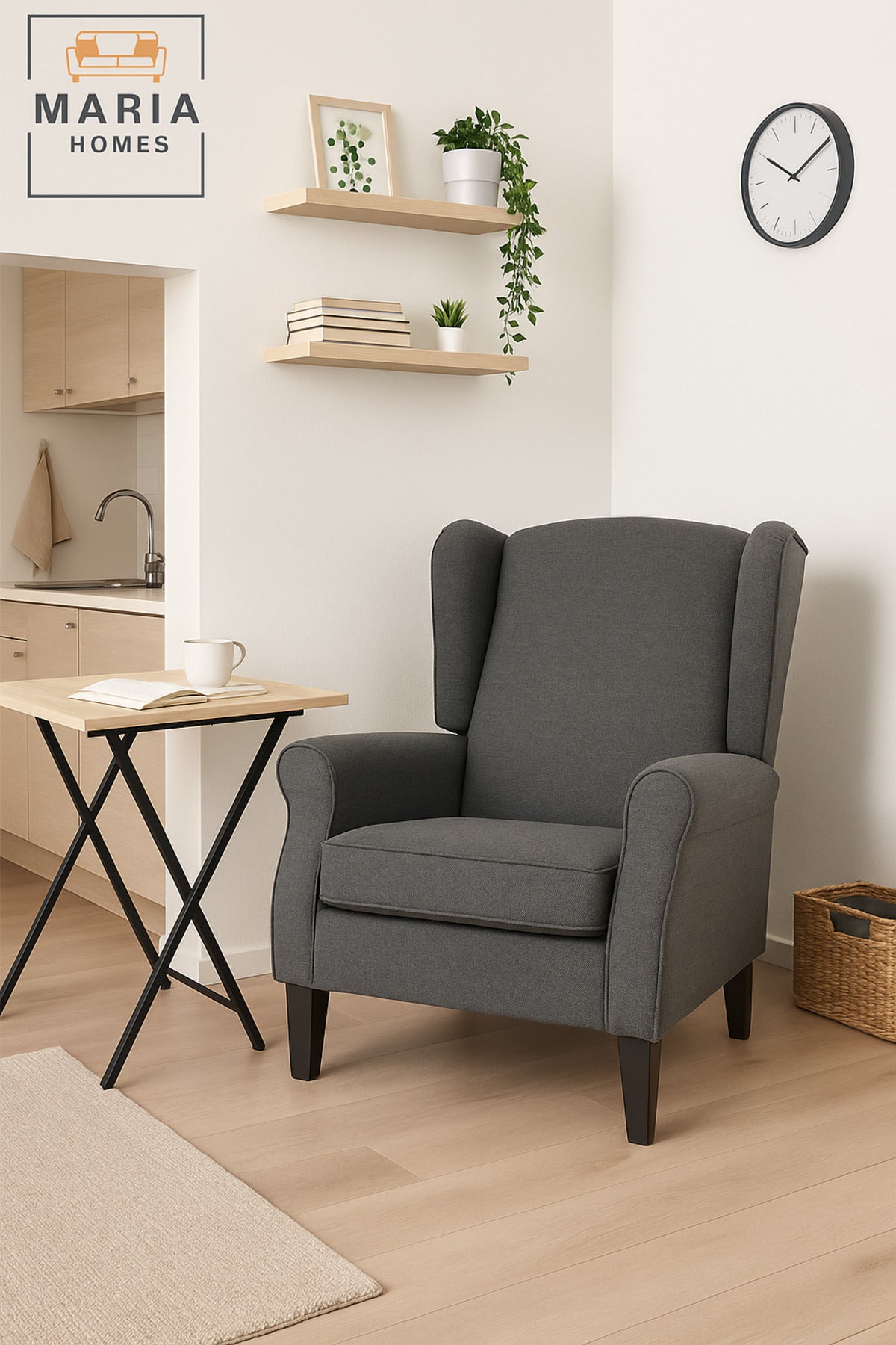 Modern Wingback Armchair with Cushion Ð Elegant Living Room Accent Chair