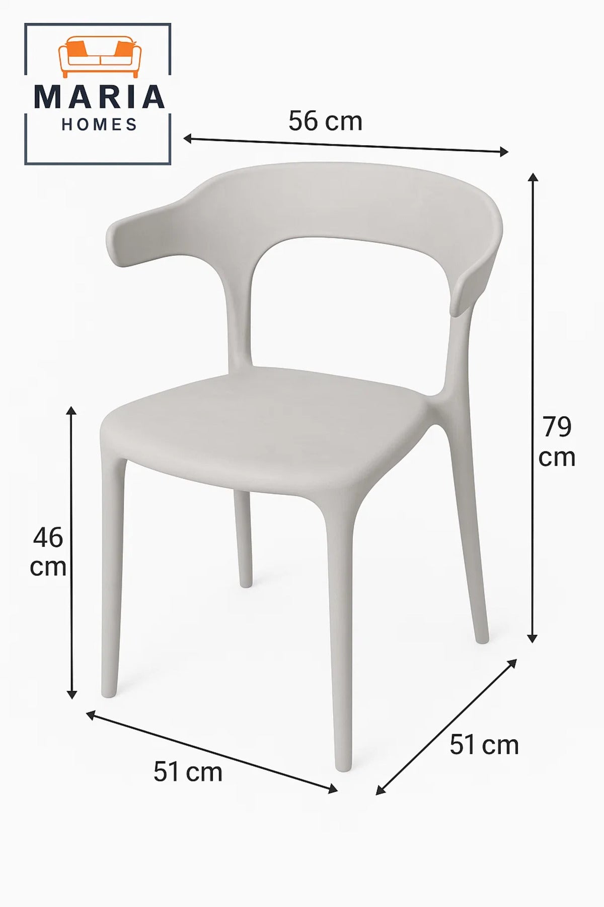 Minimalist Light Grey Plastic Chair Ð Modern Ergonomic Design for Dining, CafŽ, and Office Spaces