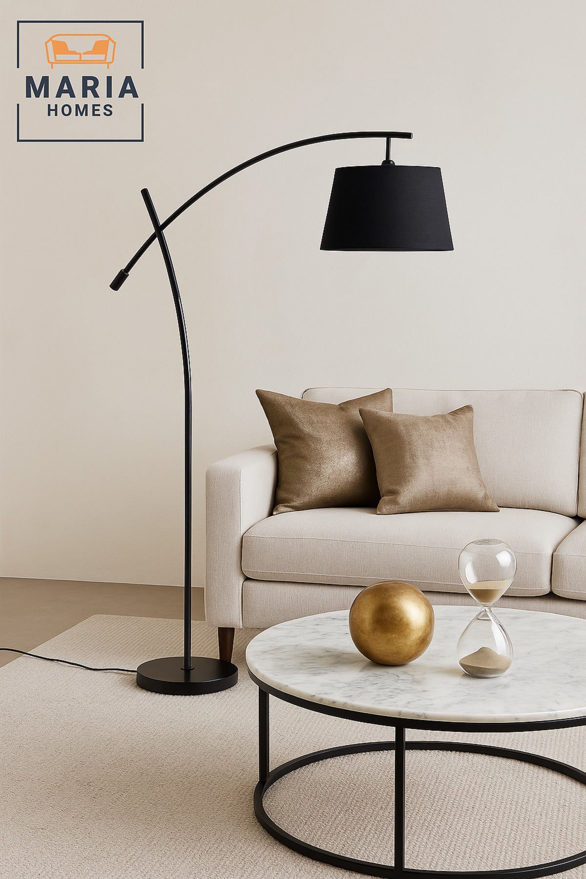 Modern Black Floor Lamp with Black Fabric Shade Ð Stylish Home Lighting