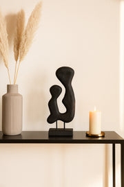 Black Wooden Abstract Freeform Sculpture on Stand Ð Modern Decorative Accent