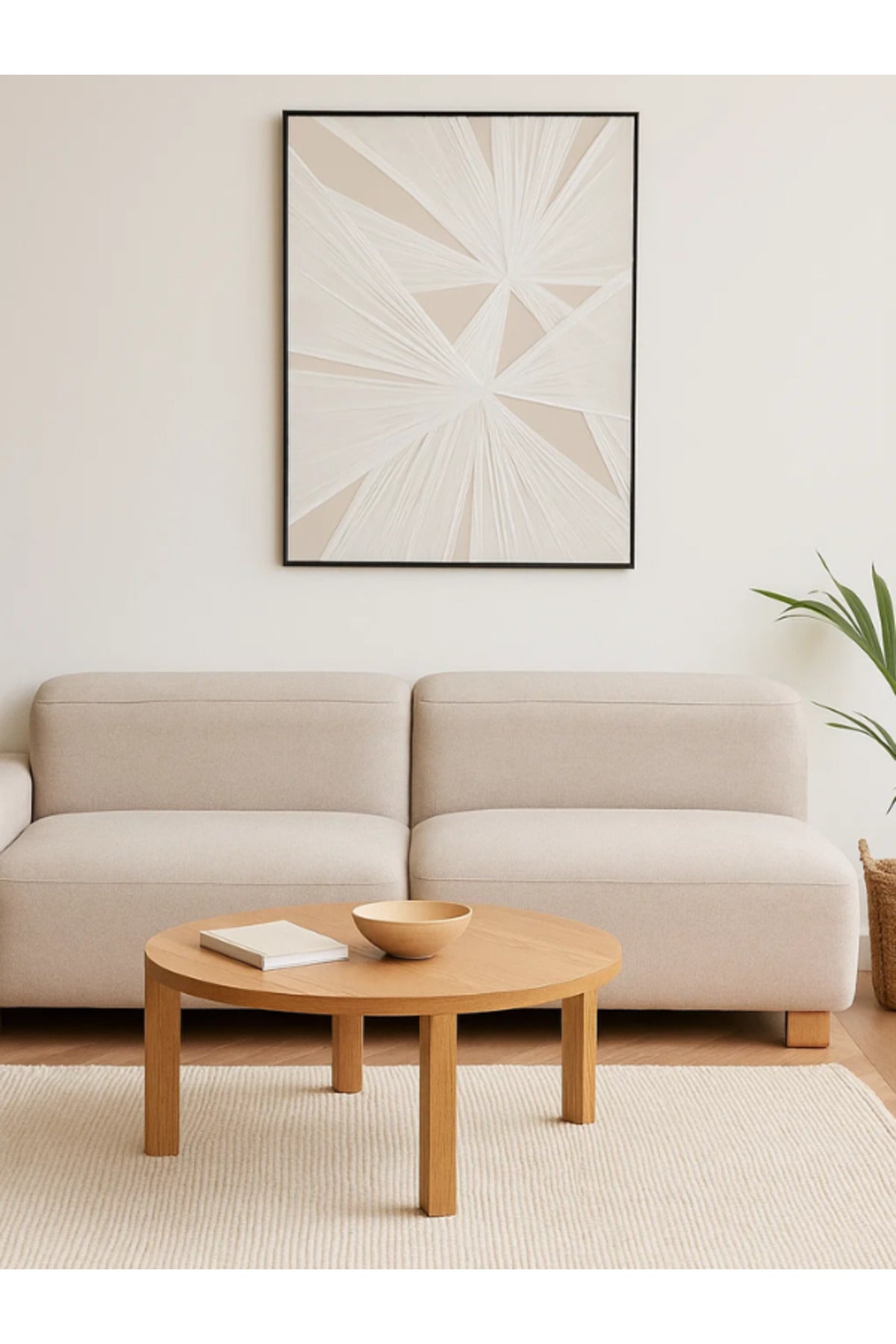 3D White Geometric Canvas Wall Art with Black Frame Ð 120_80 cm