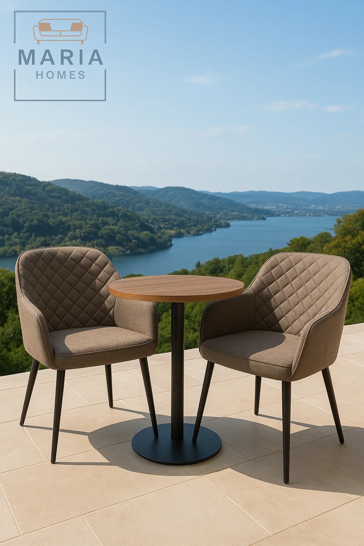 Dark Brown Quilted Fabric Armchair Ð Upholstered Lounge Chair with Black Legs for Home or Office Use