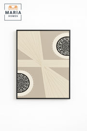Large White & Beige Abstract Wall Art with Mandala Accents Ð Framed Canvas 120_80 cm
