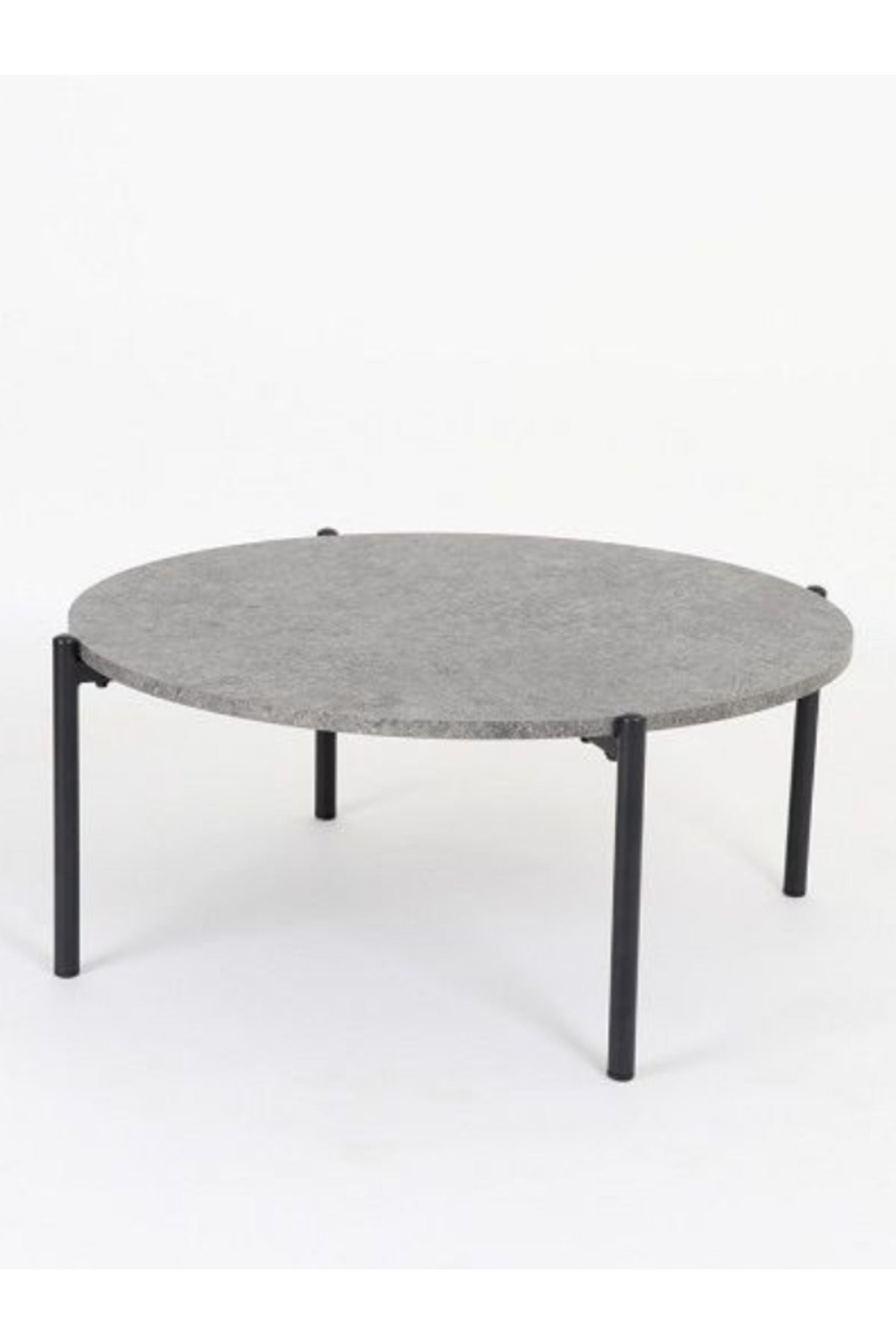 Minimalist Round Coffee Table in Gray with Black Metal Legs Ð Modern Center Table 80_30 cm