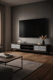 Modern Brown.G Floating TV Table with Drawers and Open Shelf