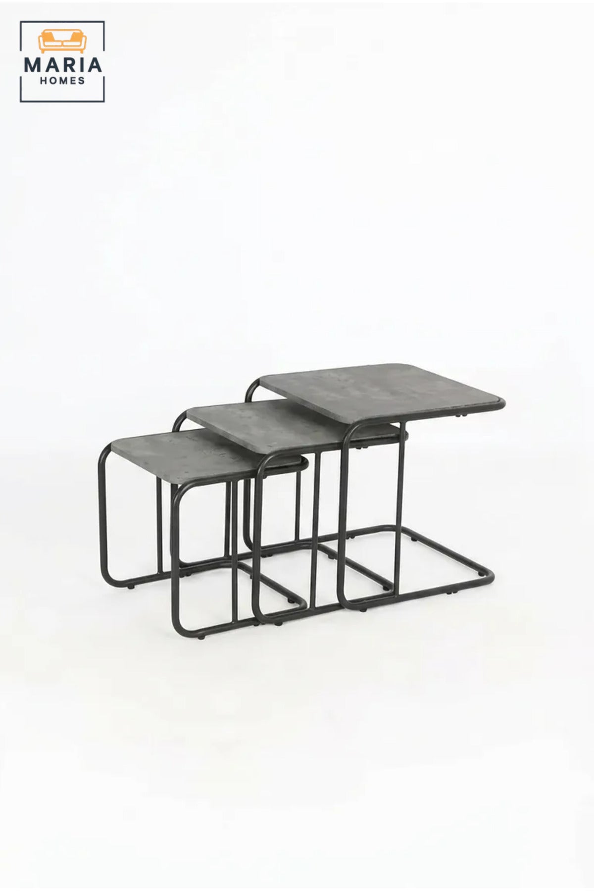 Set of 3 Nesting Side Tables with Rectangular Tops and Metal Frames, Space-Saving End Tables for Living Room, Bedroom, Lounge and Office