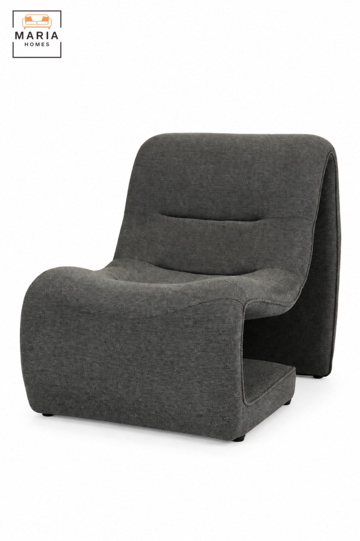 Modern Dark Grey Upholstered Accent Chair with Sculptural Curved Design, Padded Seat for Living Room, Bedroom, Lounge & Reading Corner
