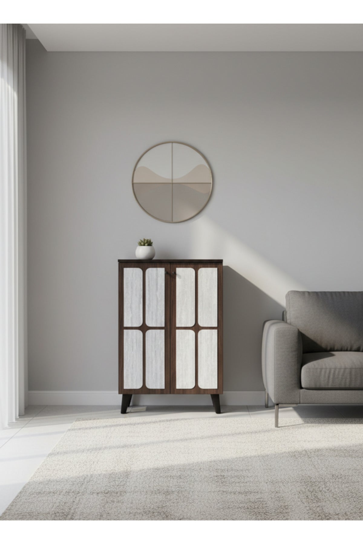 Modern BROWN.G Storage Cabinet with Textured Panel Doors