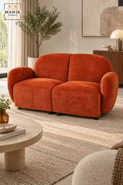 Modern 2 Seater Upholstered Loveseat Sofa with Rounded Backrest, Curved Armrests & Deep Cushioned Seats for Living Room, Bedroom and Lounge