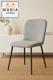 Light Grey Fabric Dining Chair Ð Upholstered Seat with Black Metal Legs for Modern Home or CafŽ