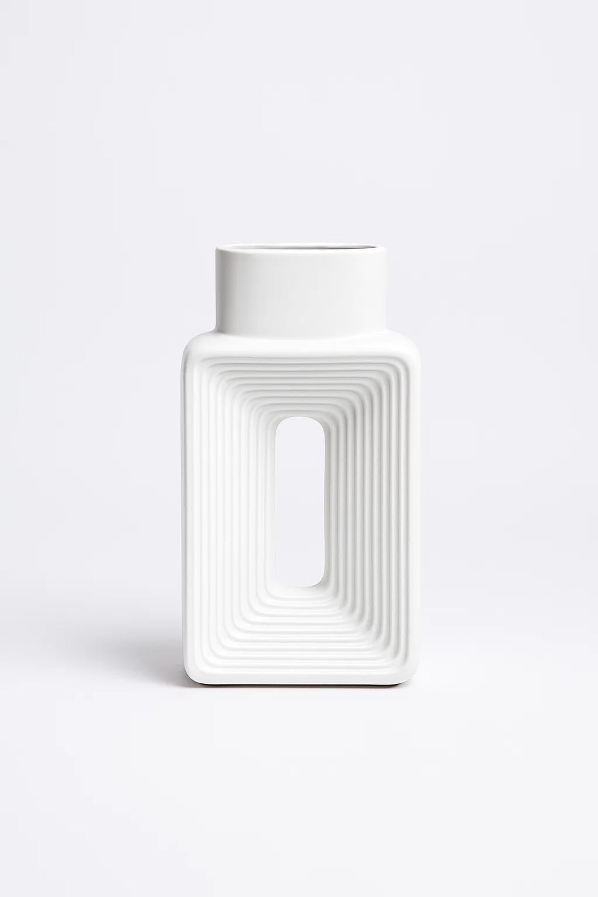 White Geometric Ceramic Vase Modern Minimalist Sculptural Decorative Pot