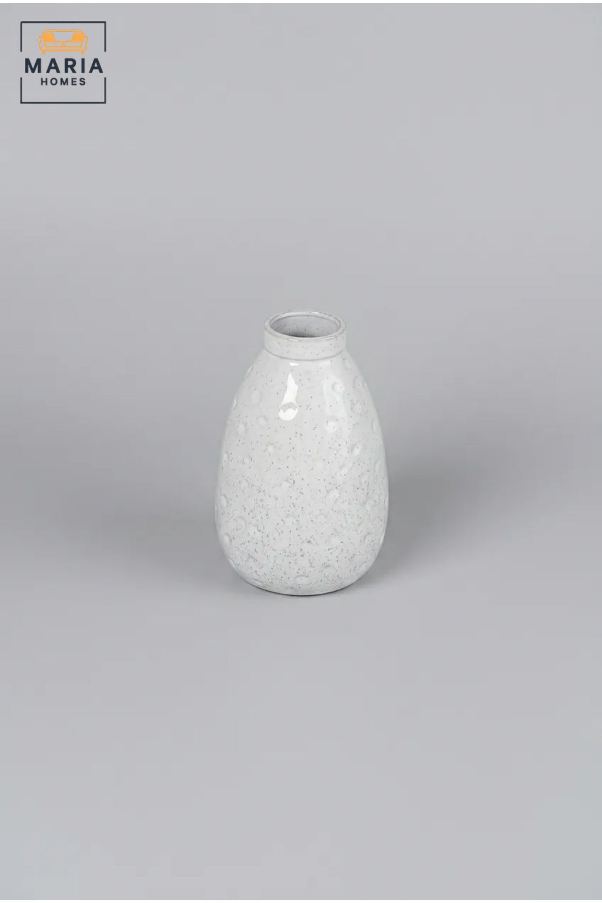White Textured Decorative Vase, Modern Teardrop Flower Holder with Narrow Opening for Dried Flowers, Living Room, Bedroom, Office, Shelf and Table Décor
