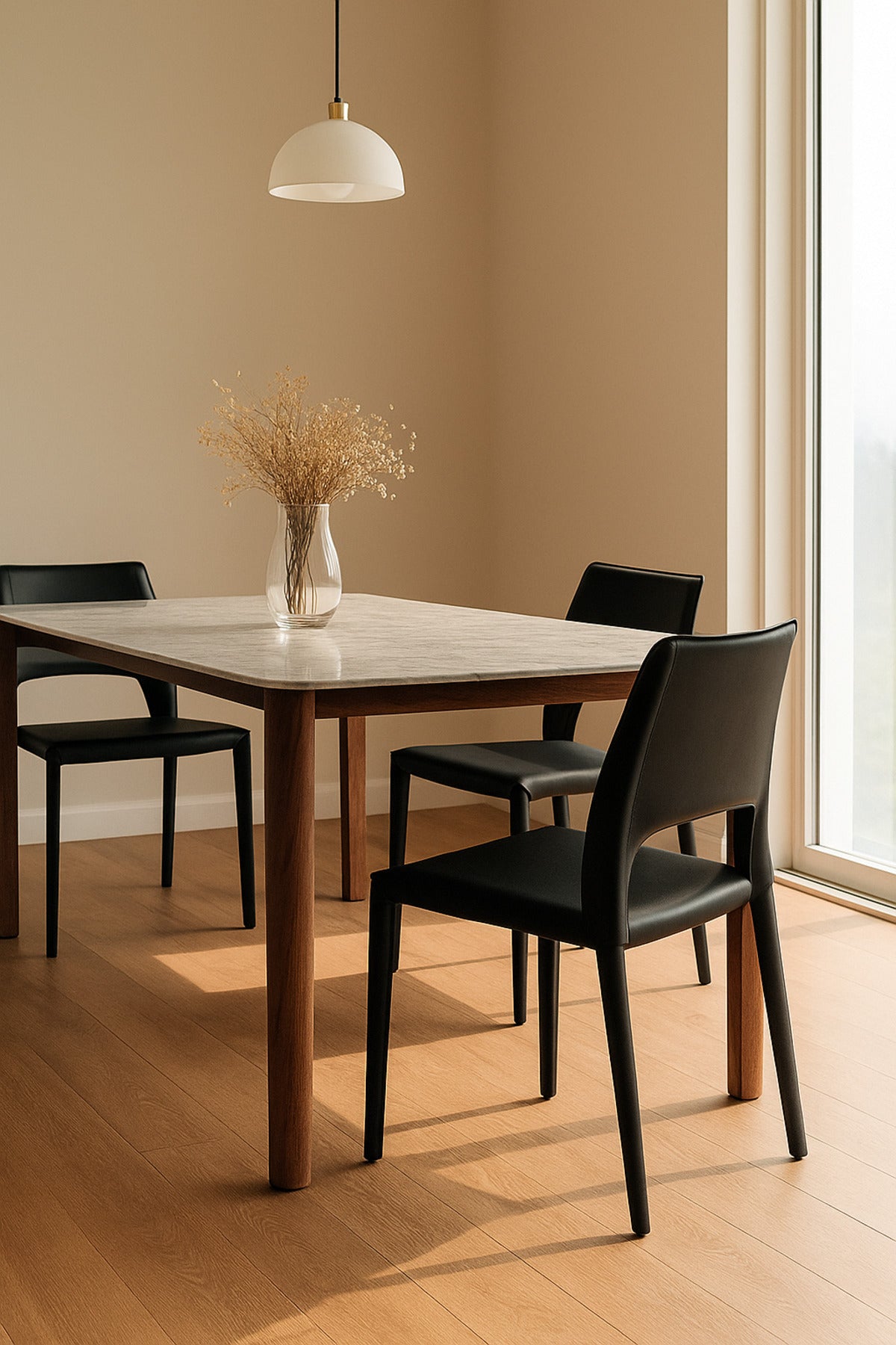 Black PU Leather Dining Chair Ð Modern Minimalist Full Leather Chair for Dining Room & Office