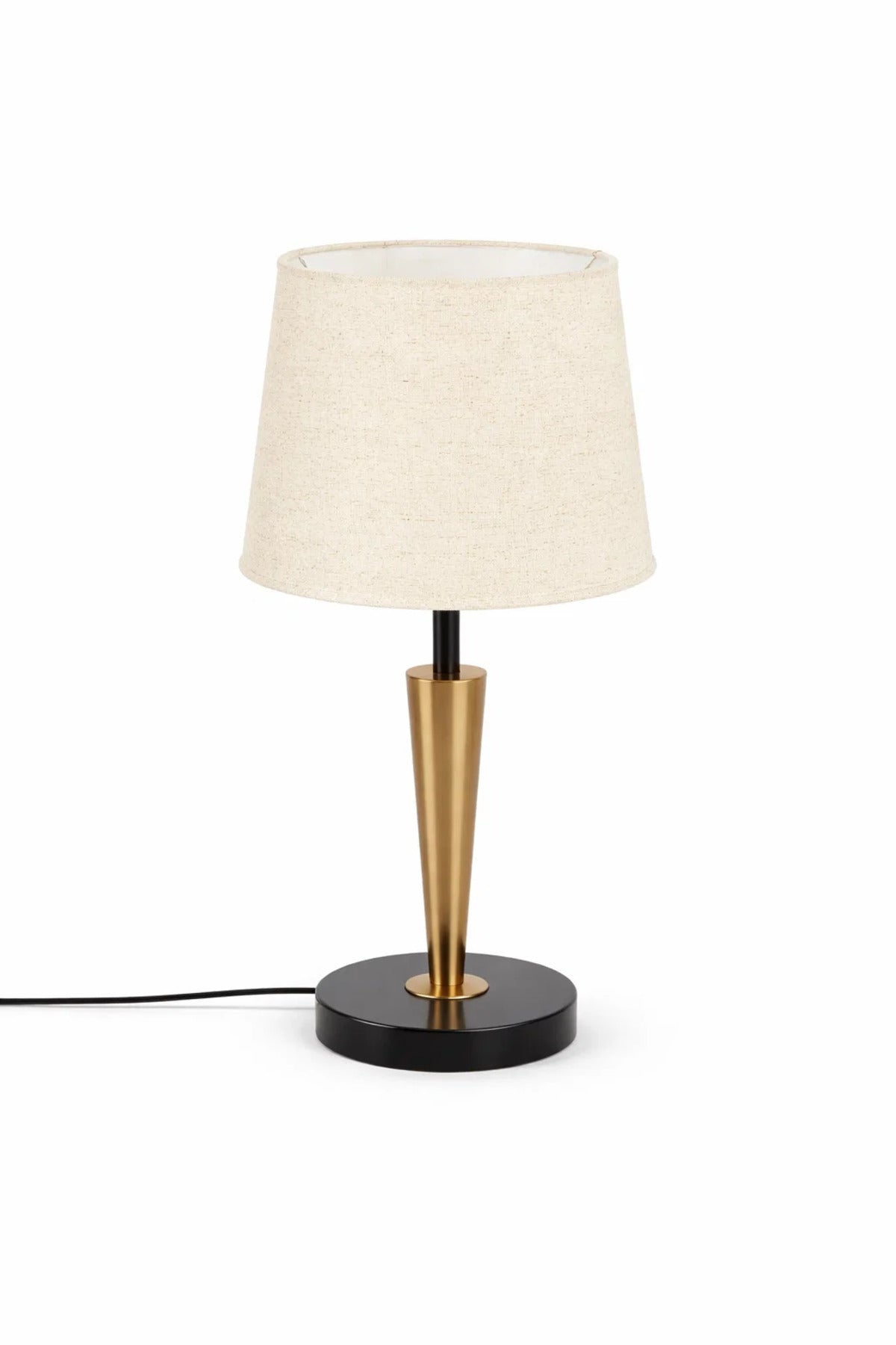 Modern Table Lamp Bedside Lighting with Fabric Shade and Gold Metal Base