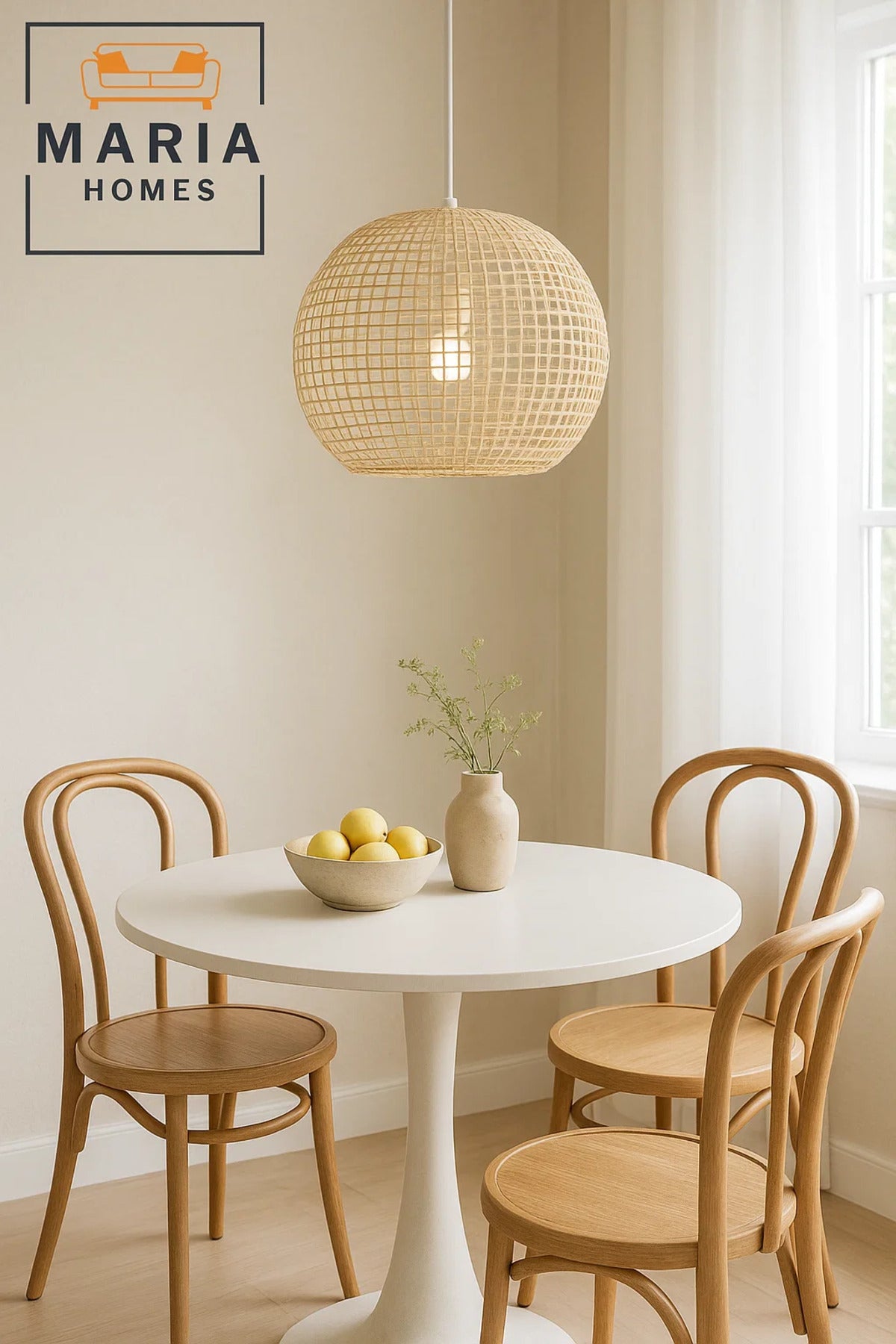 Globe-Shaped Woven Rattan Pendant Light