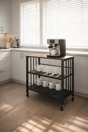 Brown 3-Tier Rolling Storage Shelf 80_40_80 cm
