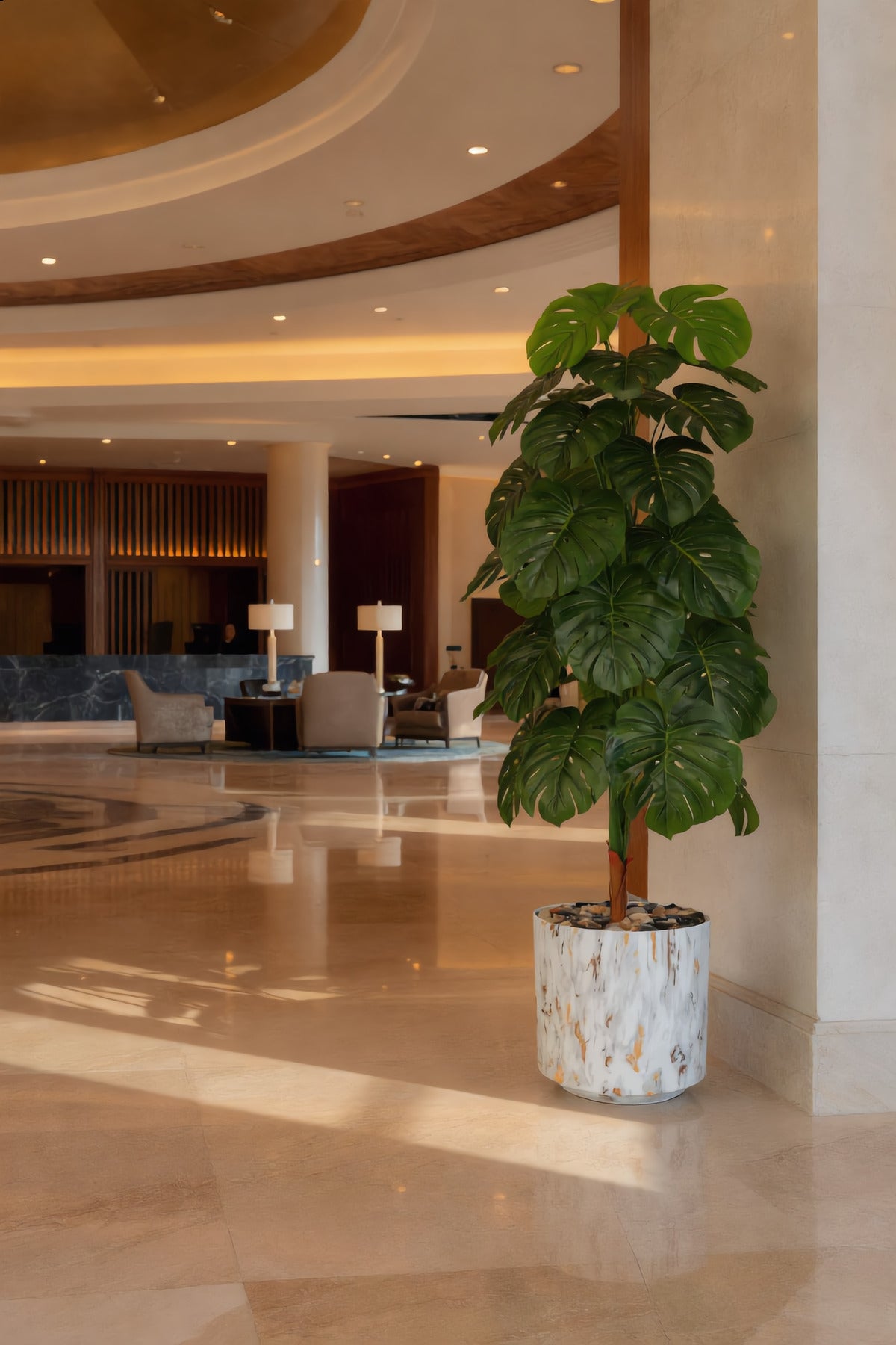 160 cm Artificial Monstera Tree with Marble-Style with Pot – Indoor Decorative Plant