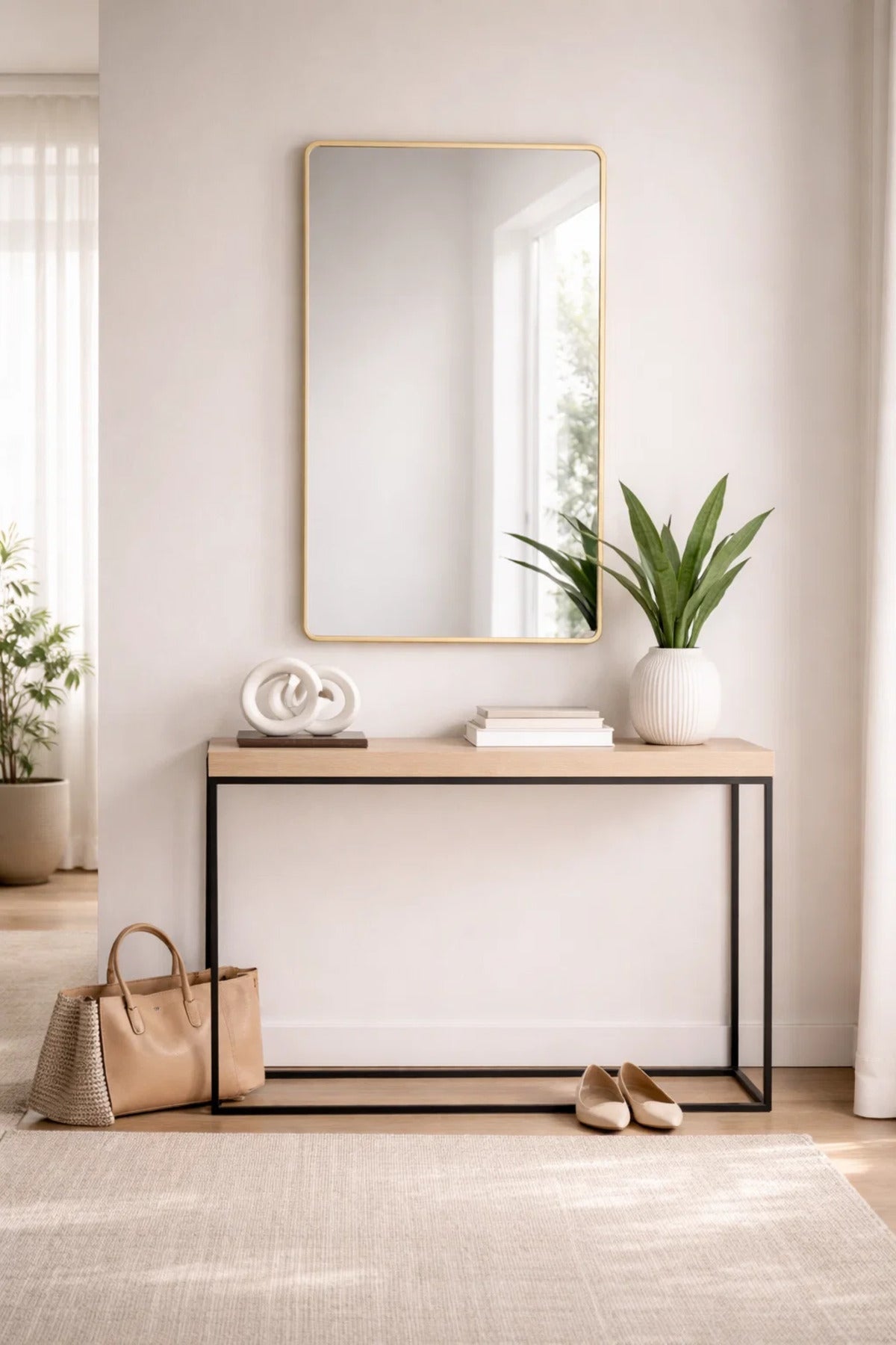 Gold Rectangular Wall Mirror for Bedroom, Bathroom, Dressing & Home D≈Ωcor